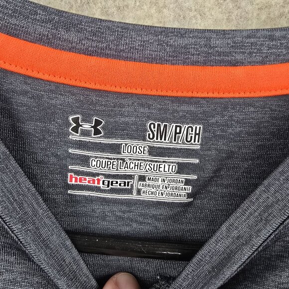 Under Armour Mens Short Sleeve HeatGear T-Shirt S Loose Fit Gray & Orange - Picture 3 of 5